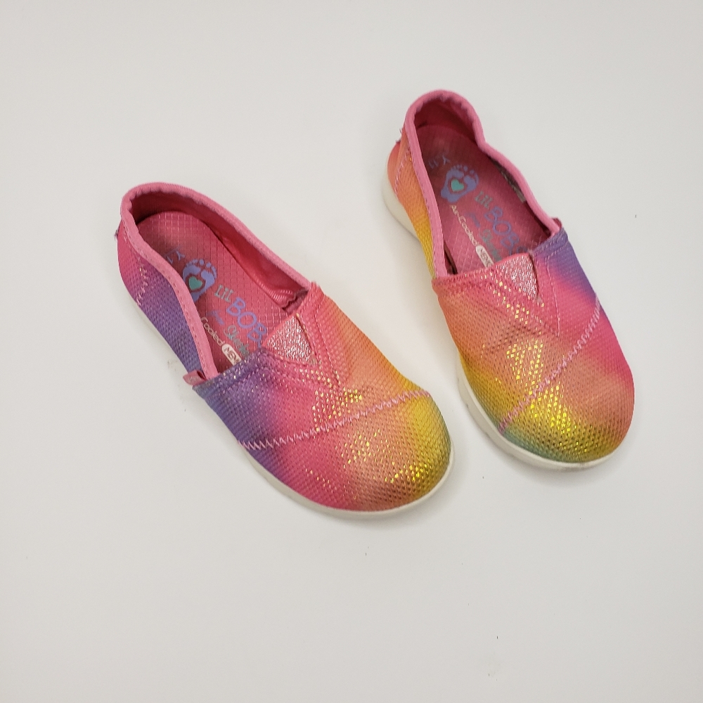 Lil bobs from skechers rainbow sparkle slip on shoes size 11 y
